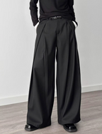 オールドマネー立体ワイドウールスラックス