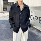Denim long-sleeved shirt