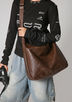 Soft leather large capacity shoulder bag