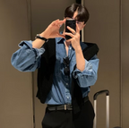 Denim long-sleeved shirt