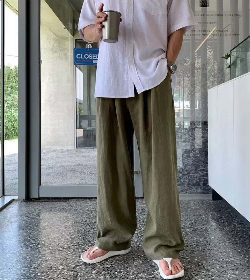 リネンブレンドリラックスパンツ