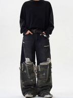Damaged Wide Denim Pants