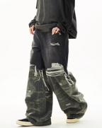 Damaged Wide Denim Pants