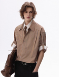 Striped short sleeve tie shirt