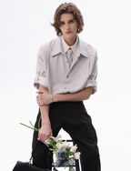 Striped short sleeve tie shirt