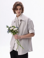 Striped short sleeve tie shirt
