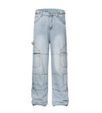 Multi-pocket wide denim pants