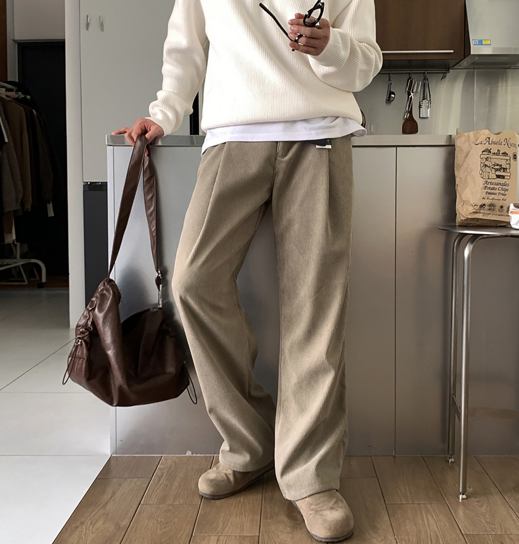 Corduroy wide pants