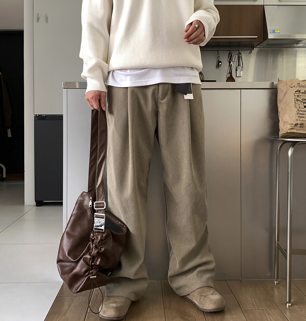 Corduroy wide pants