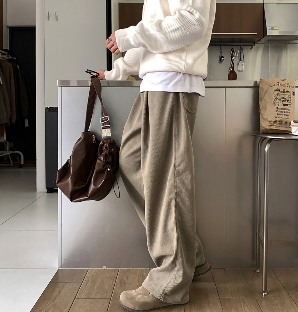 Corduroy wide pants