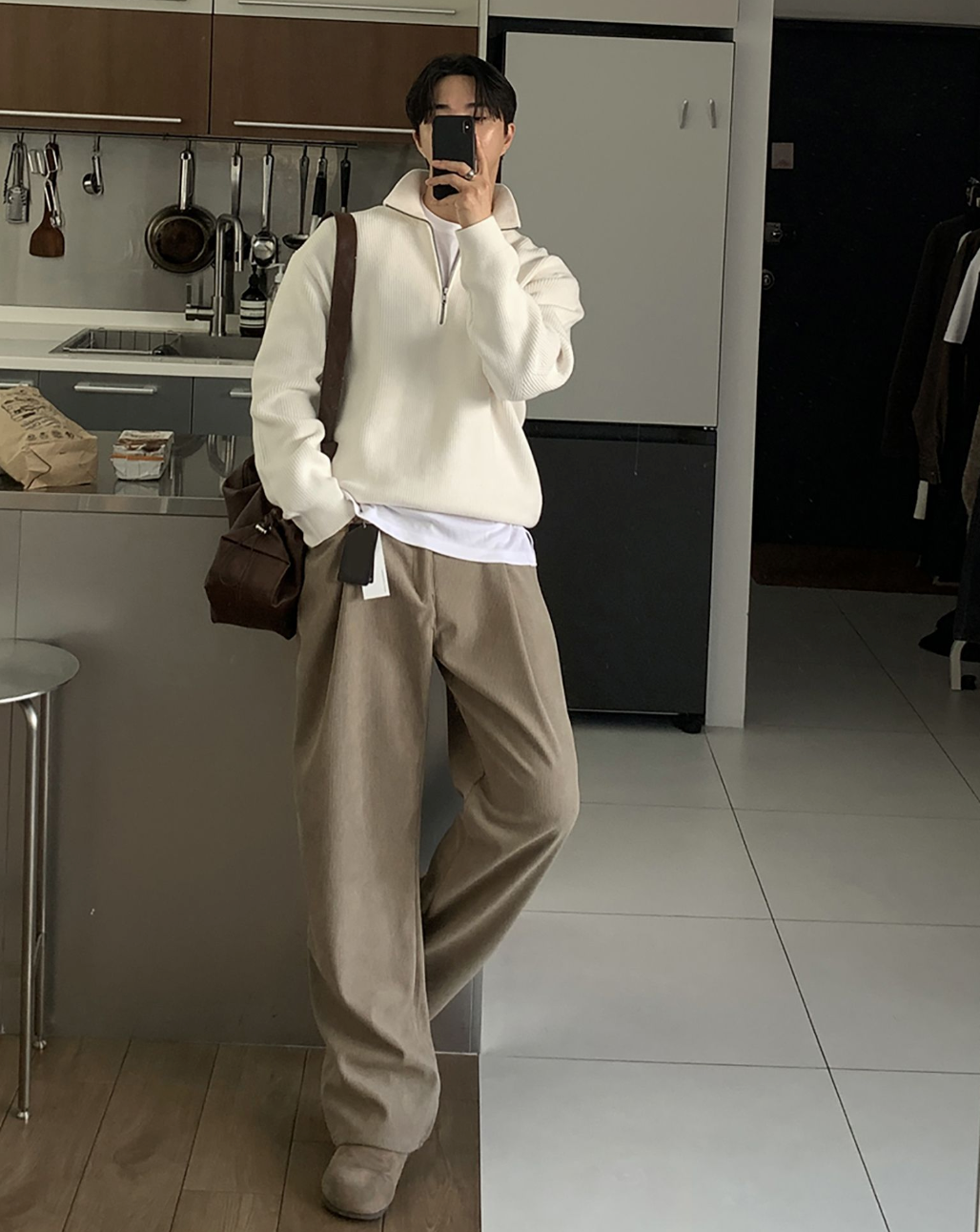 Corduroy wide pants