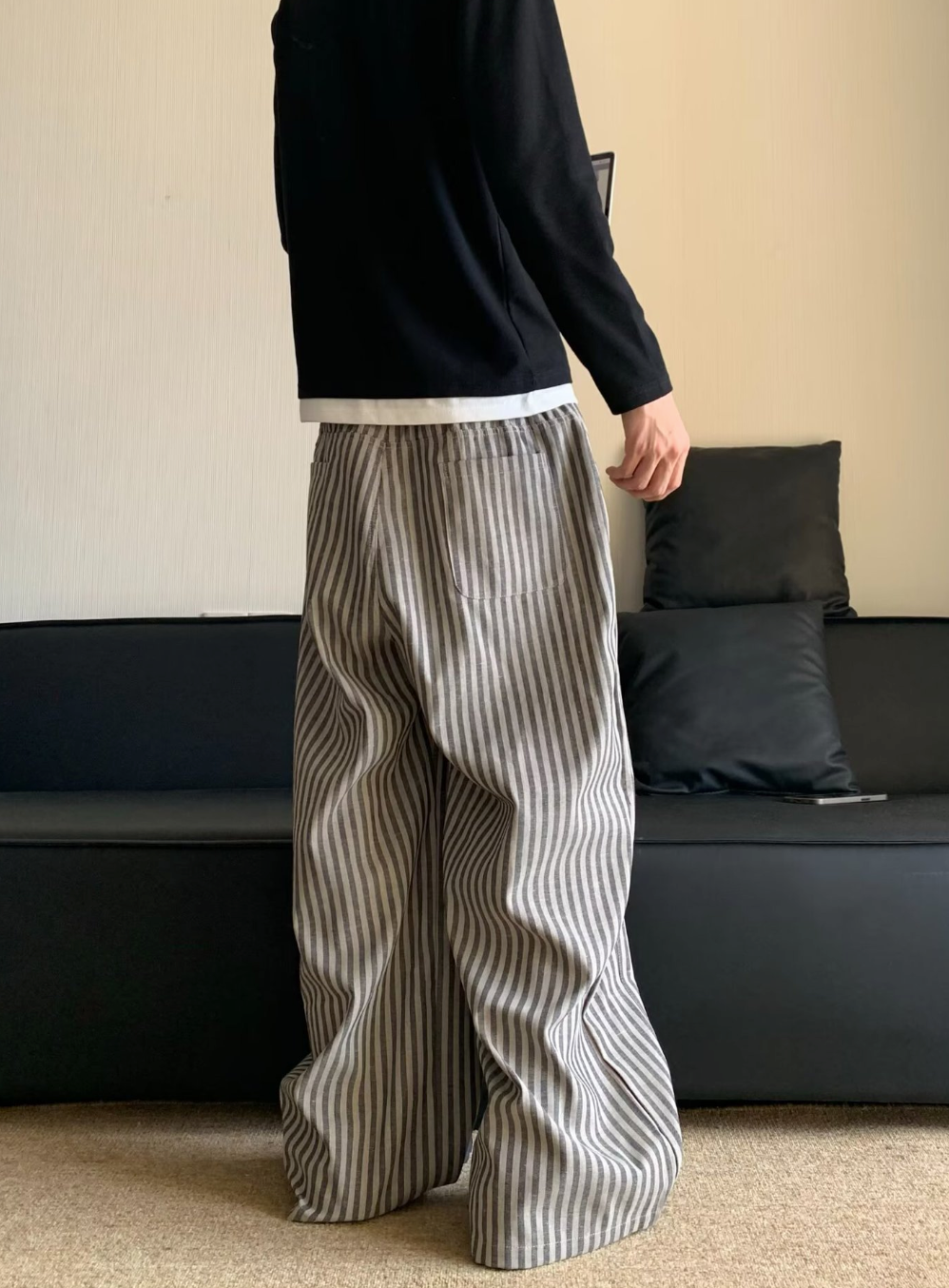 ストライプワイドレッグパンツ メンズ｜Striped Wide PANTS