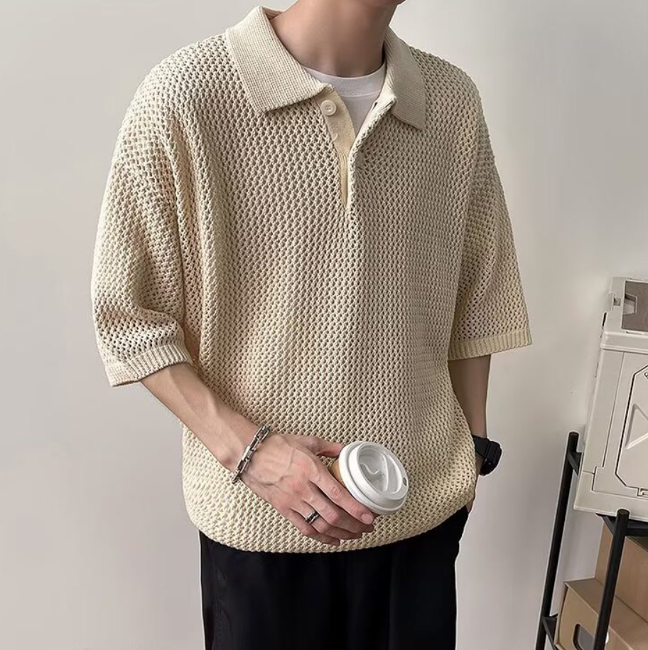 Summer knit polo shirt