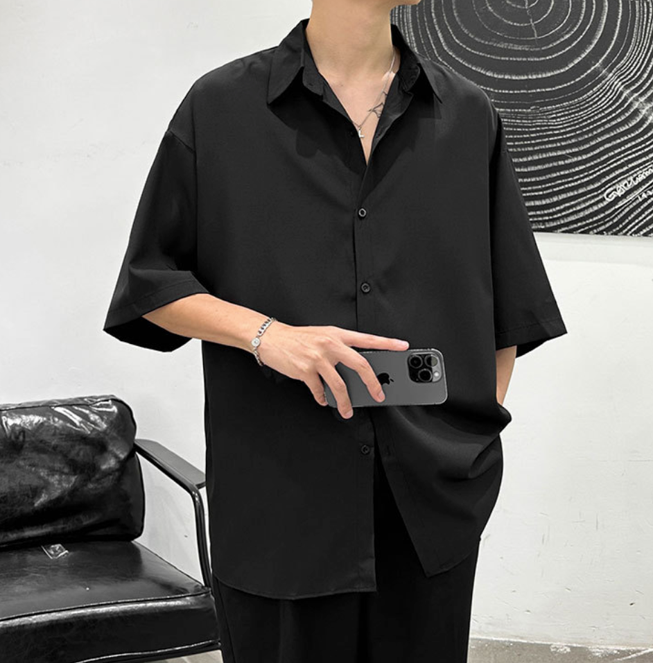 Lapel short sleeve shirt