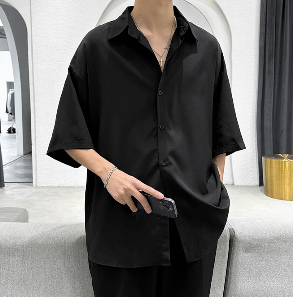 Lapel short sleeve shirt