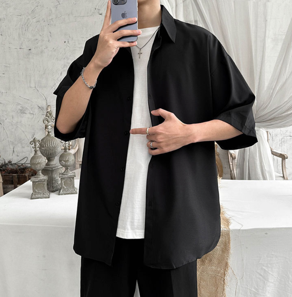 Lapel short sleeve shirt