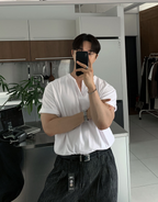 Henry collar short sleeve T-shirt