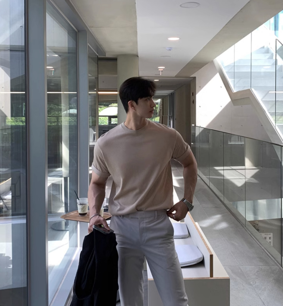 High gauge short sleeve knit T-shirt