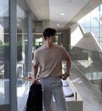 High gauge short sleeve knit T-shirt