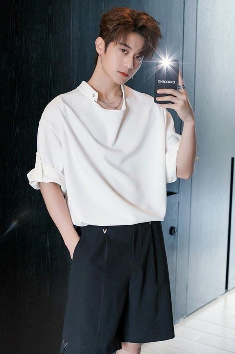 Stand collar design shirt