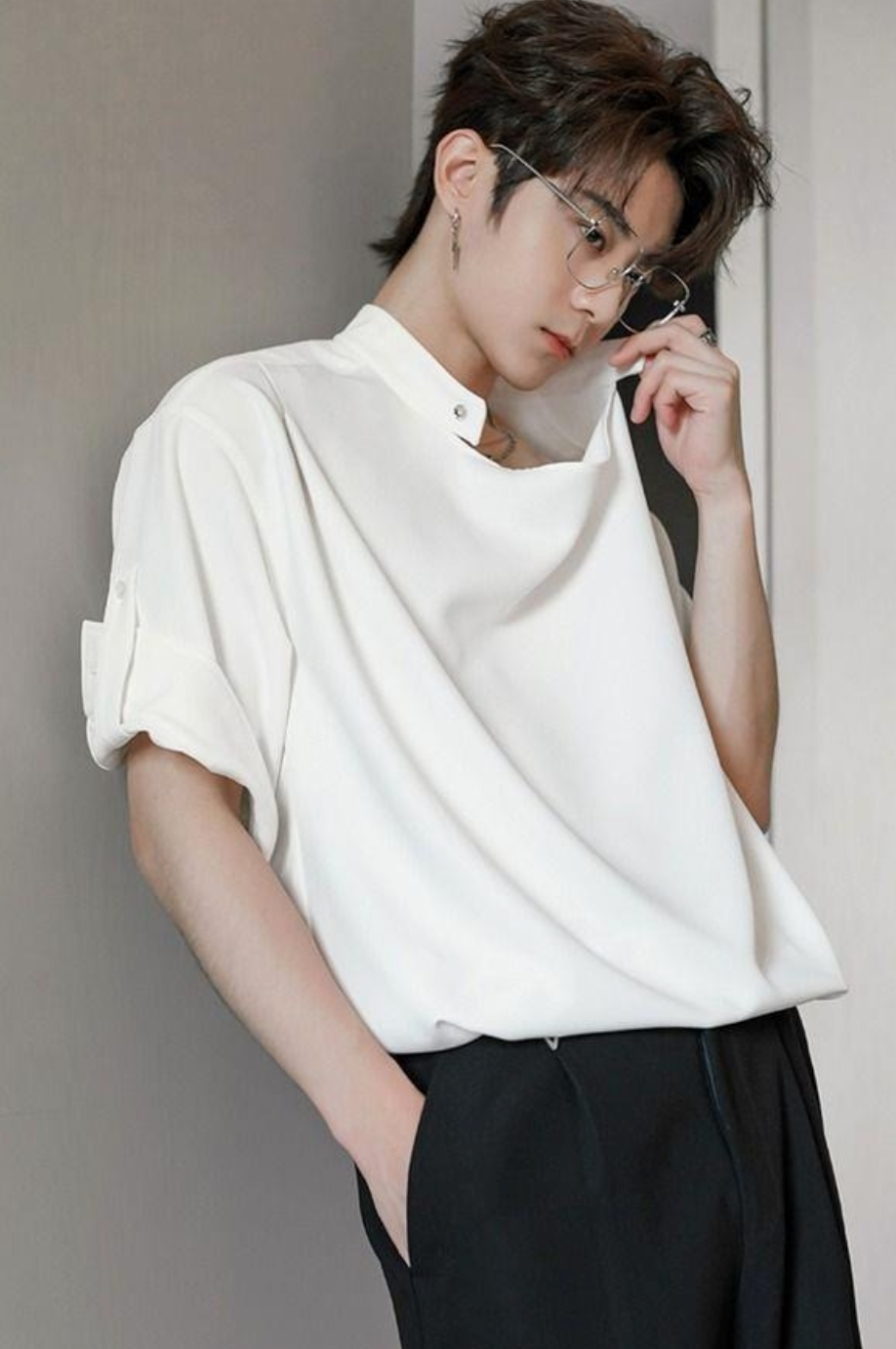 Stand collar design shirt