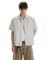 ストライプコットンシャツ メンズ 半袖｜Striped SHIRT