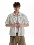 ストライプコットンシャツ メンズ 半袖｜Striped SHIRT