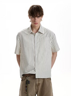 ストライプコットンシャツ メンズ 半袖｜Striped SHIRT