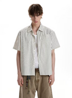 ストライプコットンシャツ メンズ 半袖｜Striped SHIRT