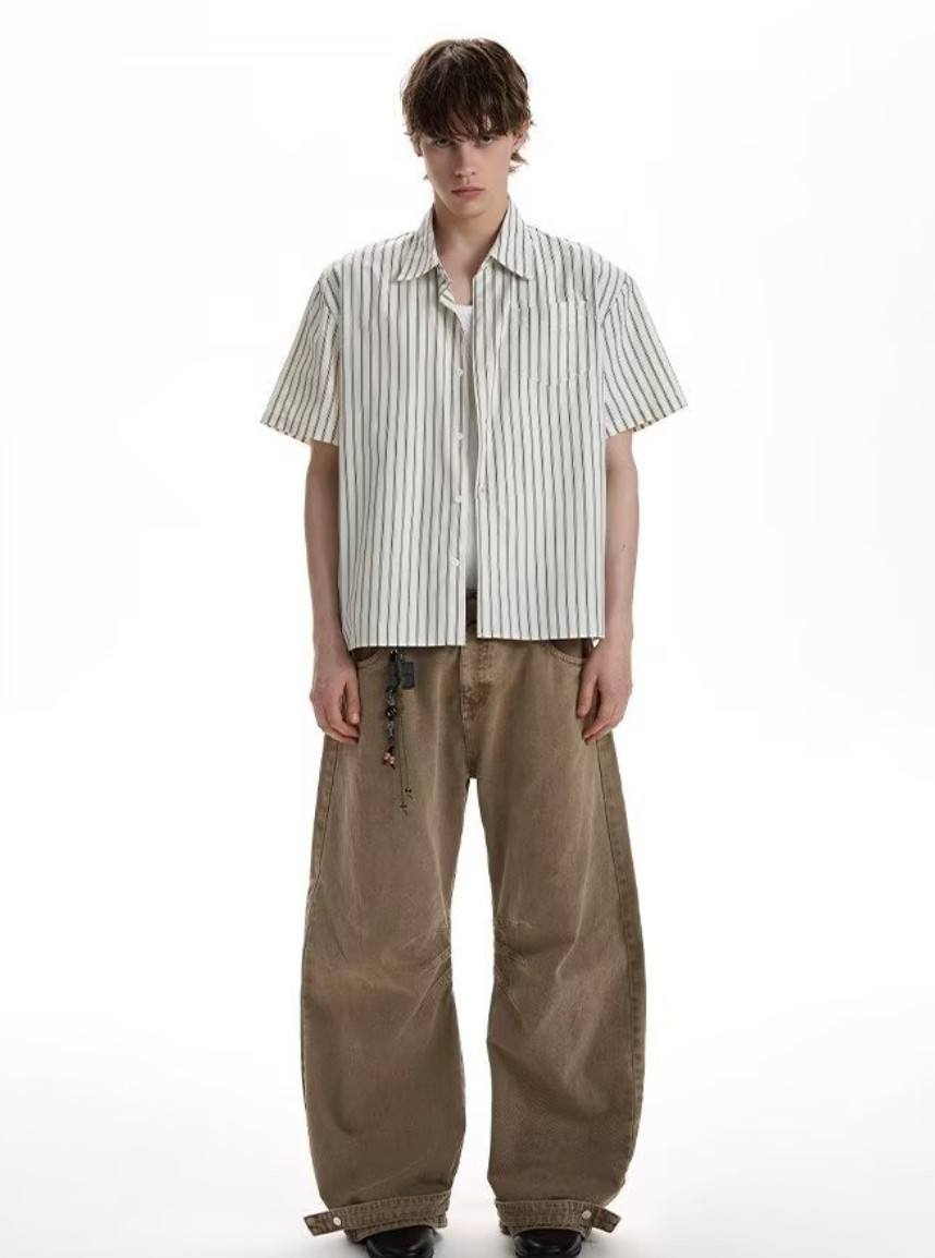 ストライプコットンシャツ メンズ 半袖｜Striped SHIRT