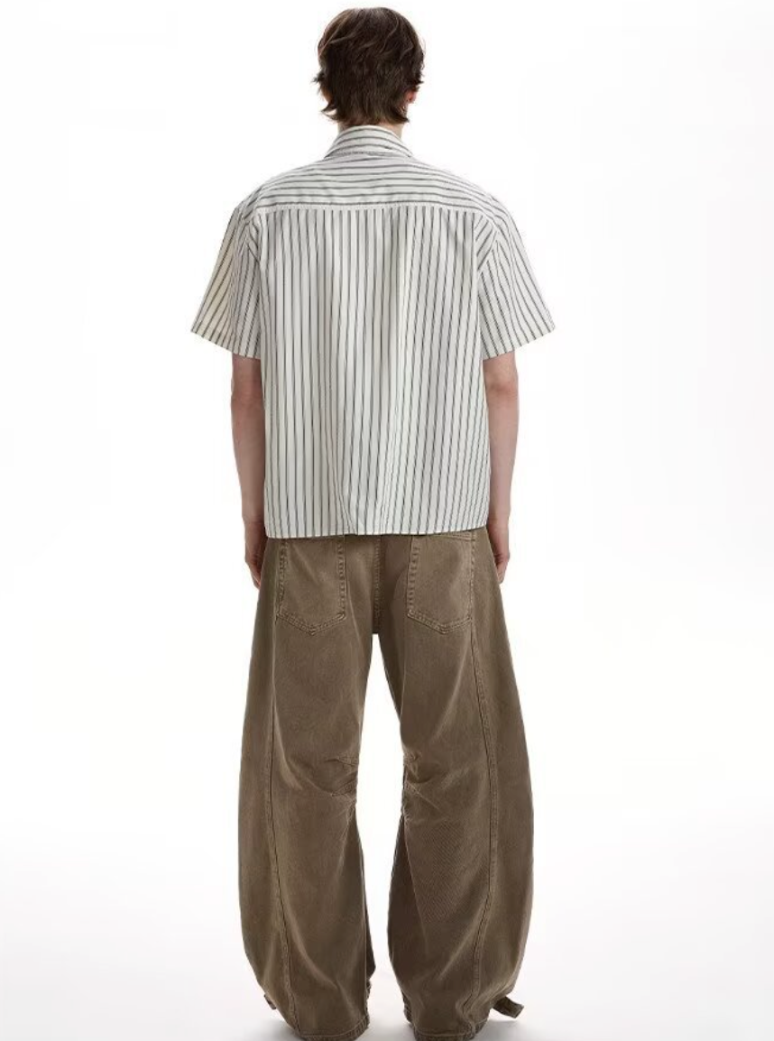 ストライプコットンシャツ メンズ 半袖｜Striped SHIRT