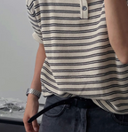ヘンリーカラーストライプTシャツ メンズ｜Henry Stripe TEE