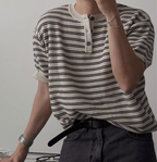 ヘンリーカラーストライプTシャツ メンズ｜Henry Stripe TEE