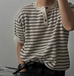 ヘンリーカラーストライプTシャツ メンズ｜Henry Stripe TEE