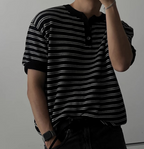 ヘンリーカラーストライプTシャツ メンズ｜Henry Stripe TEE