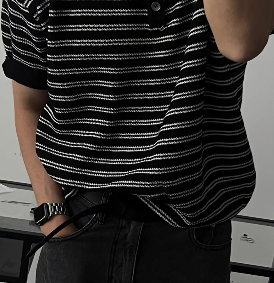ヘンリーカラーストライプTシャツ メンズ｜Henry Stripe TEE