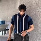 Lapel knit polo shirt