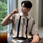 Lapel knit polo shirt