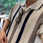 Lapel knit polo shirt