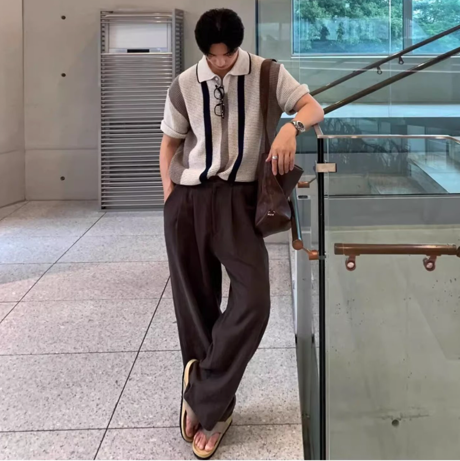 Lapel knit polo shirt