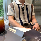 Lapel knit polo shirt