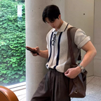 Lapel knit polo shirt