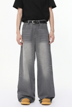 ウォッシュ加工ワイドデニムパンツ /  denim pants