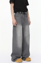 ウォッシュ加工ワイドデニムパンツ /  denim pants