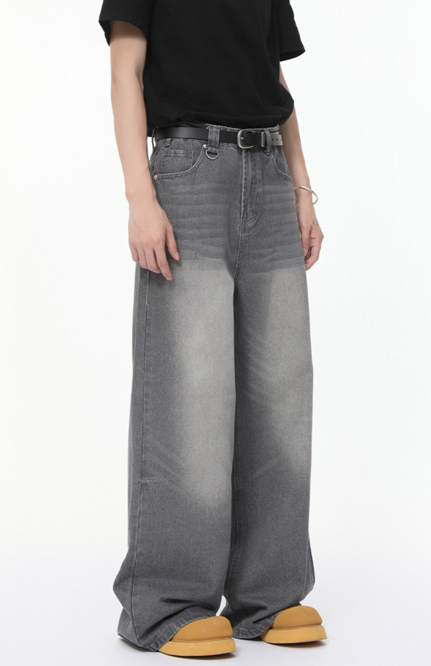 ウォッシュ加工ワイドデニムパンツ /  denim pants