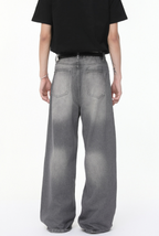 ウォッシュ加工ワイドデニムパンツ /  denim pants