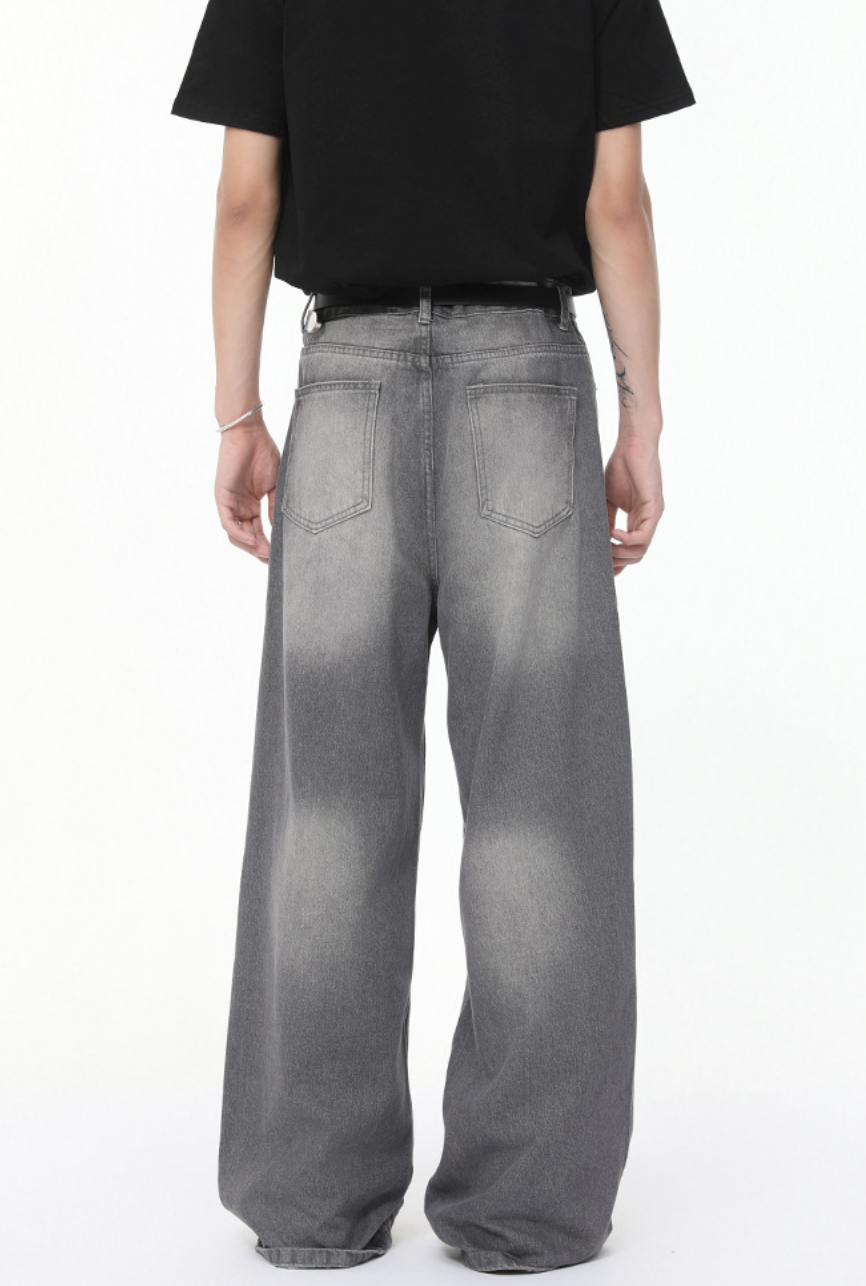 ウォッシュ加工ワイドデニムパンツ /  denim pants
