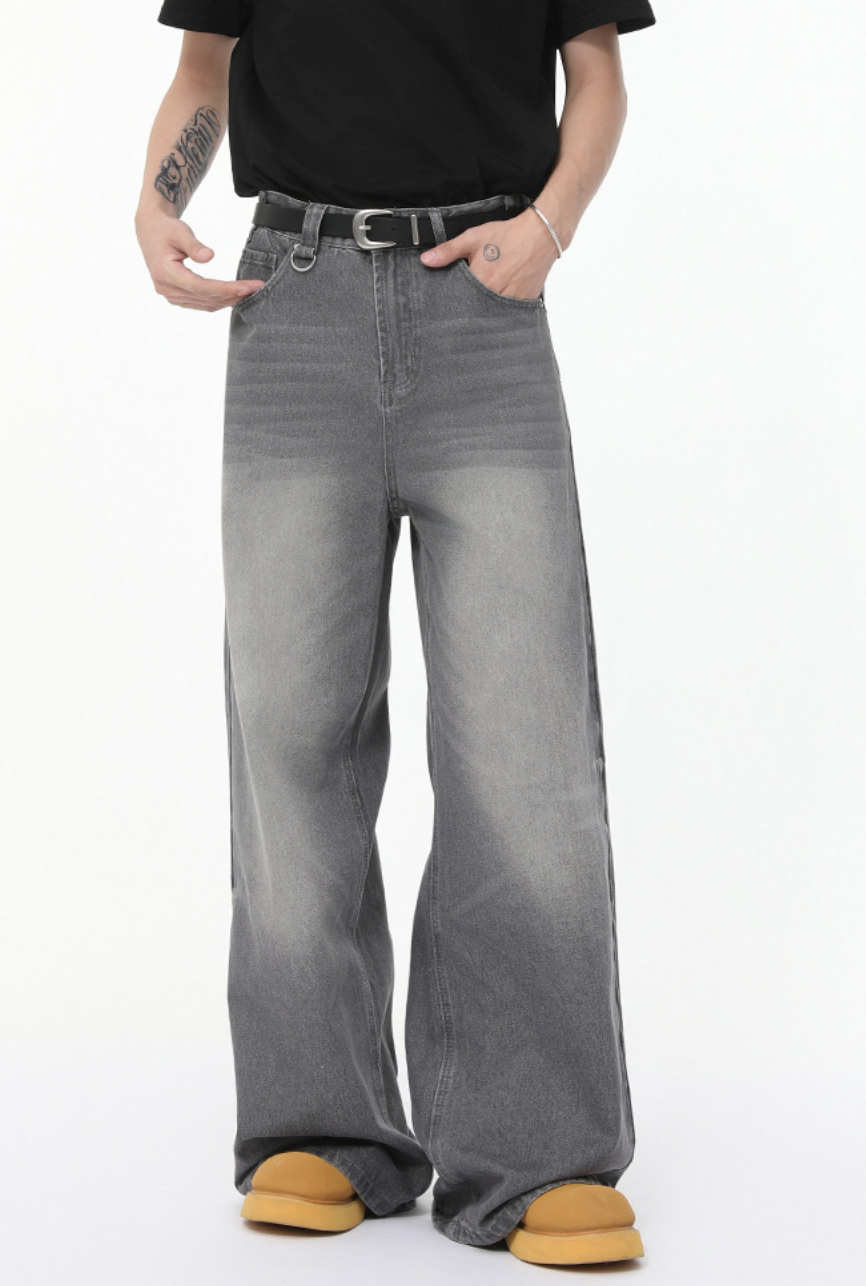 ウォッシュ加工ワイドデニムパンツ /  denim pants