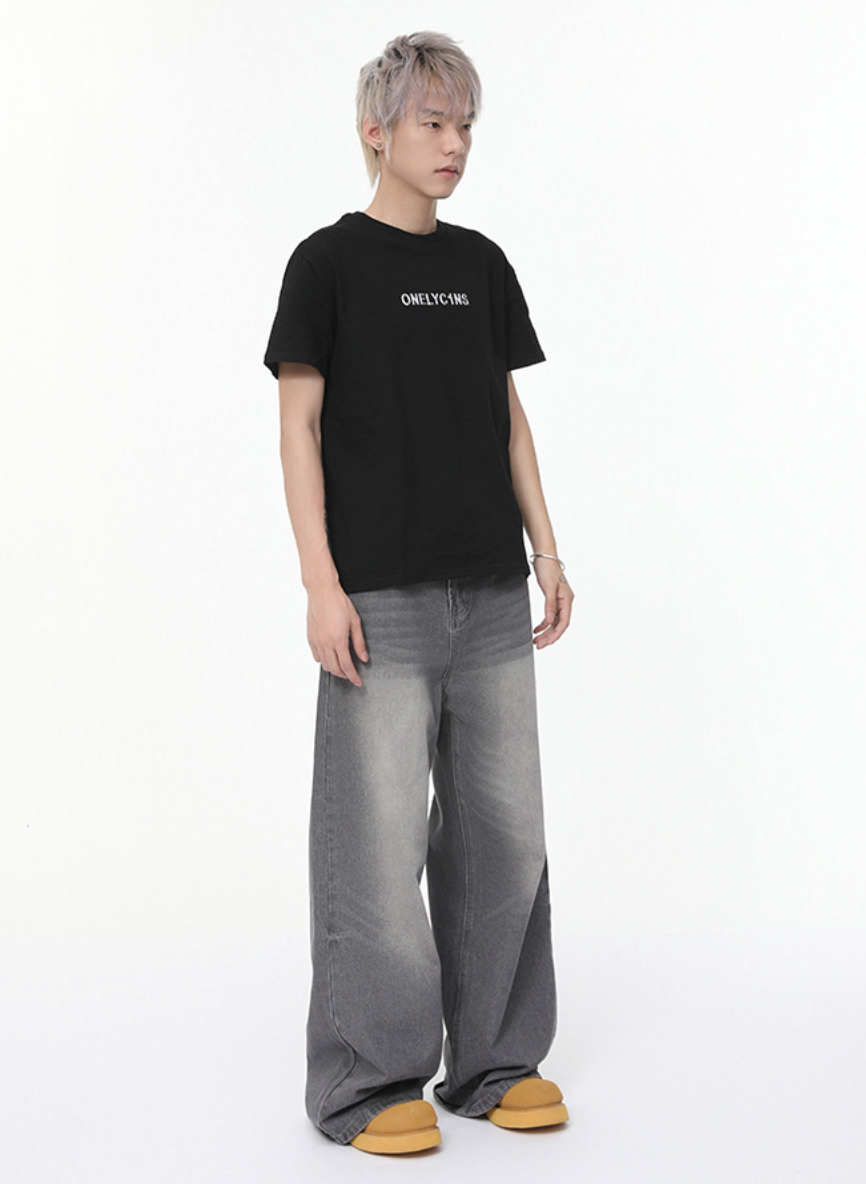 ウォッシュ加工ワイドデニムパンツ /  denim pants