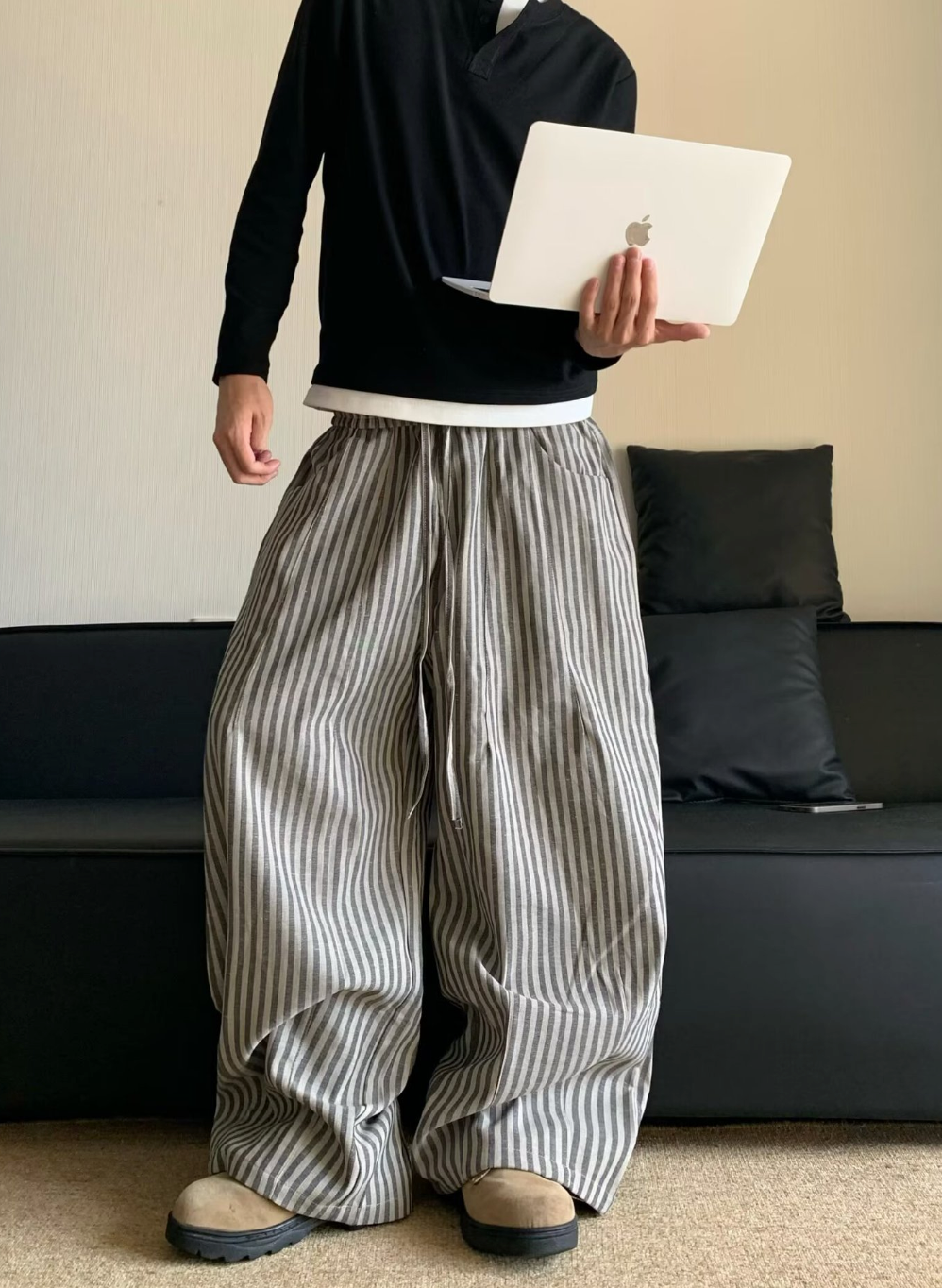 ストライプワイドレッグパンツ メンズ｜Striped Wide PANTS